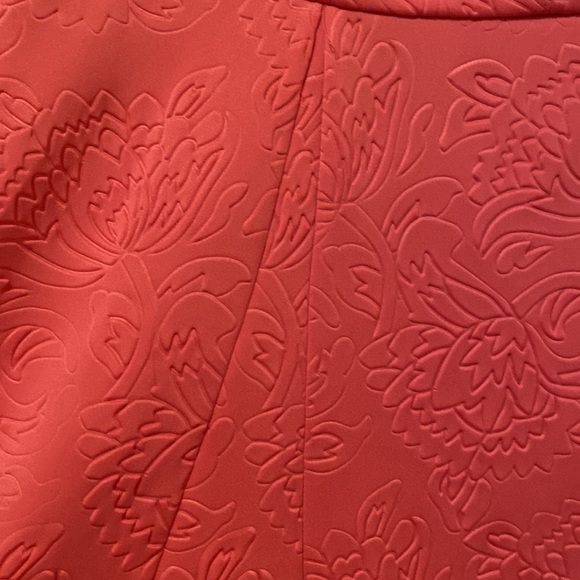 ABS Coral Pink Textured Fit and Flare Dress - Picture 4 of 10